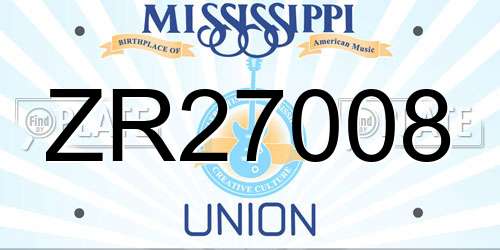 ZR27008 Mississippi License Plate