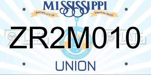 ZR2M010 Mississippi License Plate