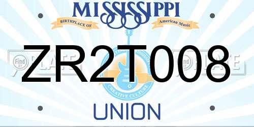 ZR2T008 Mississippi License Plate