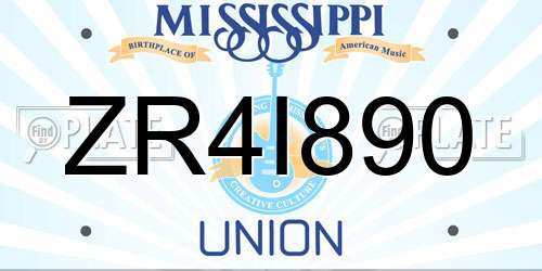 ZR4I890 Mississippi License Plate