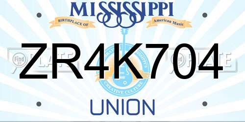 ZR4K704 Mississippi License Plate