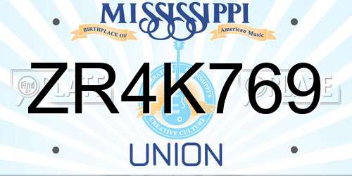 ZR4K769 Mississippi License Plate