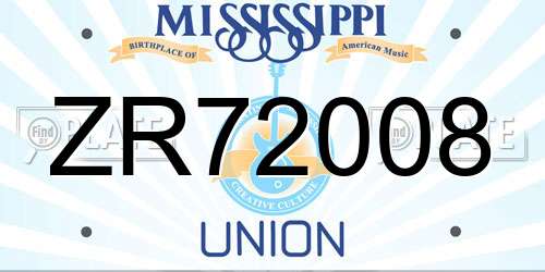 ZR72008 Mississippi License Plate