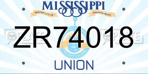 ZR74018 Mississippi License Plate