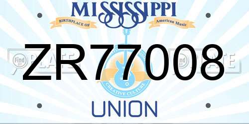 ZR77008 Mississippi License Plate