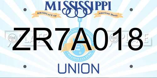 ZR7A018 Mississippi License Plate