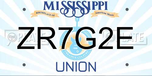 ZR7G2E Mississippi License Plate