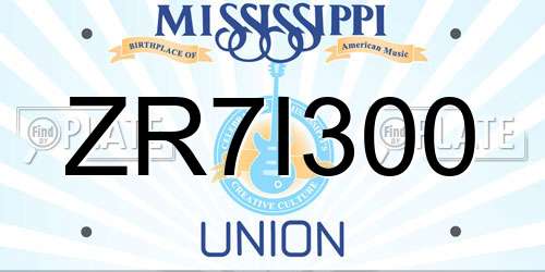 ZR7I300 Mississippi License Plate