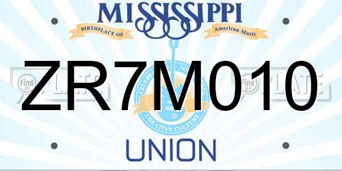 ZR7M010 Mississippi License Plate
