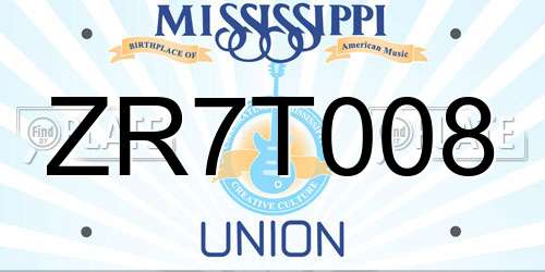ZR7T008 Mississippi License Plate