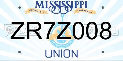 ZR7Z008 Mississippi License Plate