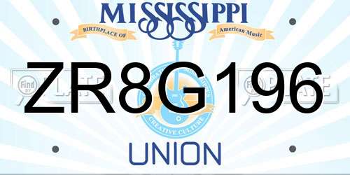 ZR8G196 Mississippi License Plate