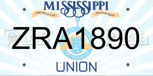 ZRA1890 Mississippi License Plate