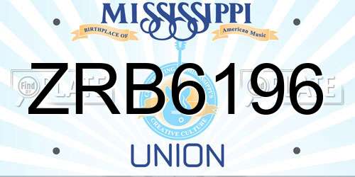 ZRB6196 Mississippi License Plate