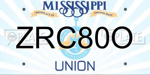 ZRC80O Mississippi License Plate