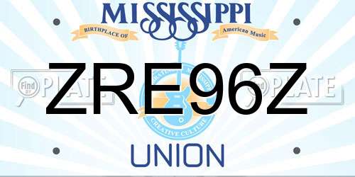 ZRE96Z Mississippi License Plate