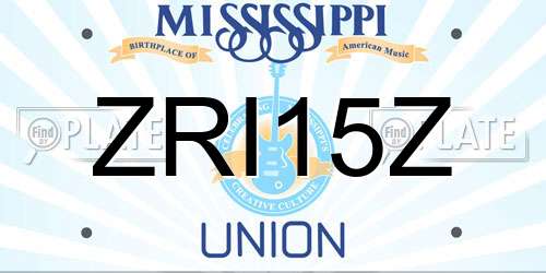 ZRI15Z Mississippi License Plate