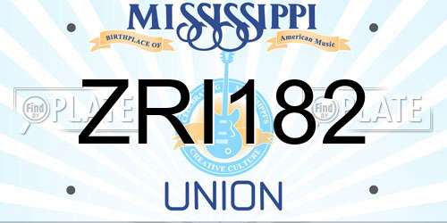 ZRI182 Mississippi License Plate