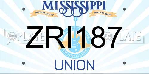 ZRI187 Mississippi License Plate