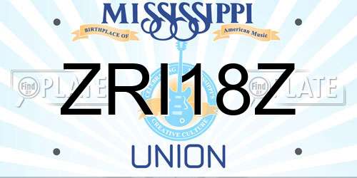ZRI18Z Mississippi License Plate
