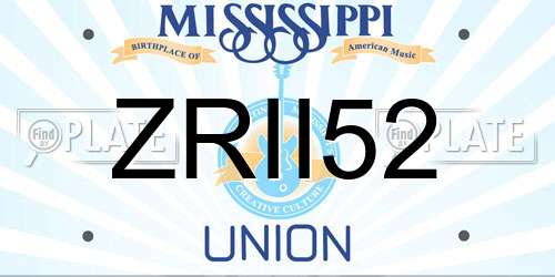 ZRII52 Mississippi License Plate