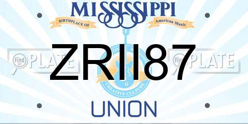 ZRII87 Mississippi License Plate