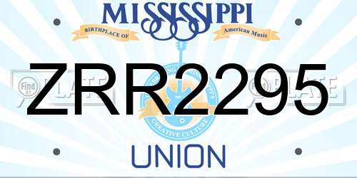 ZRR2295 Mississippi License Plate
