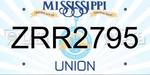 ZRR2795 Mississippi License Plate