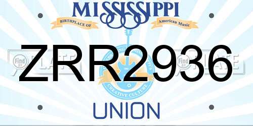 ZRR2936 Mississippi License Plate