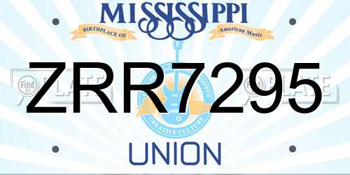 ZRR7295 Mississippi License Plate