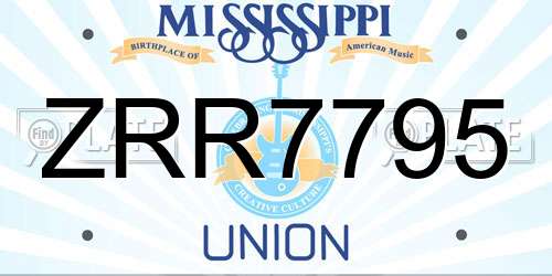 ZRR7795 Mississippi License Plate