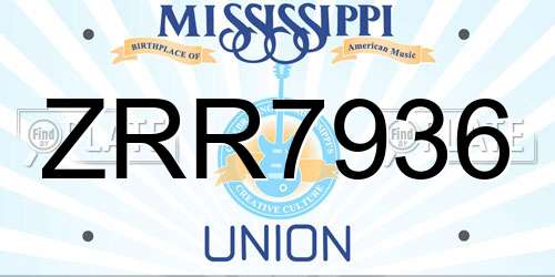 ZRR7936 Mississippi License Plate