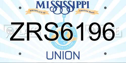 ZRS6196 Mississippi License Plate