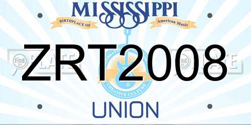 ZRT2008 Mississippi License Plate