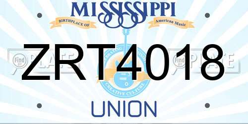 ZRT4018 Mississippi License Plate