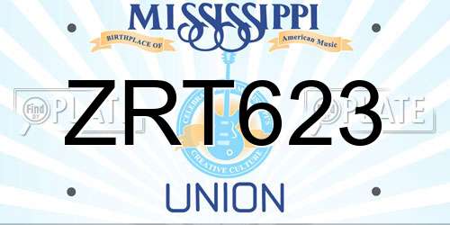 ZRT623 Mississippi License Plate