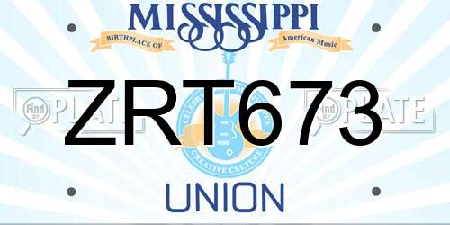 ZRT673 Mississippi License Plate