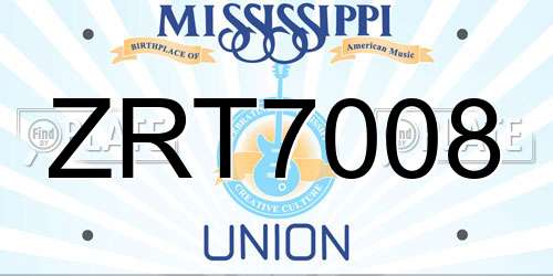 ZRT7008 Mississippi License Plate