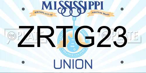ZRTG23 Mississippi License Plate