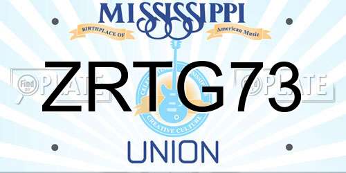 ZRTG73 Mississippi License Plate