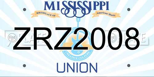 ZRZ2008 Mississippi License Plate
