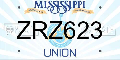 ZRZ623 Mississippi License Plate