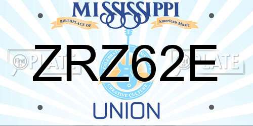 ZRZ62E Mississippi License Plate