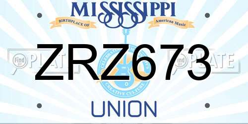 ZRZ673 Mississippi License Plate