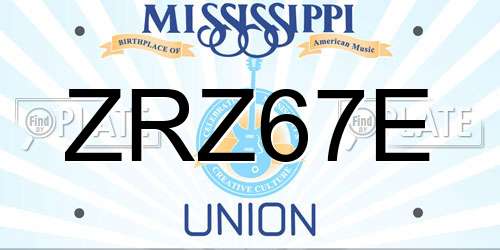 ZRZ67E Mississippi License Plate