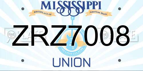 ZRZ7008 Mississippi License Plate