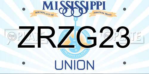 ZRZG23 Mississippi License Plate