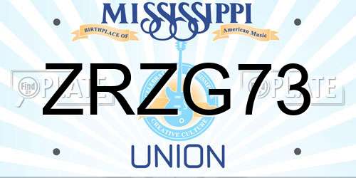 ZRZG73 Mississippi License Plate