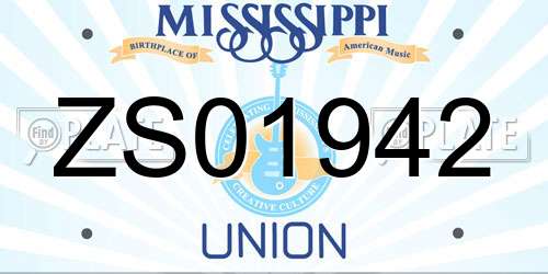 ZS01942 Mississippi License Plate