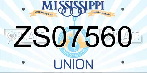 ZS07560 Mississippi License Plate